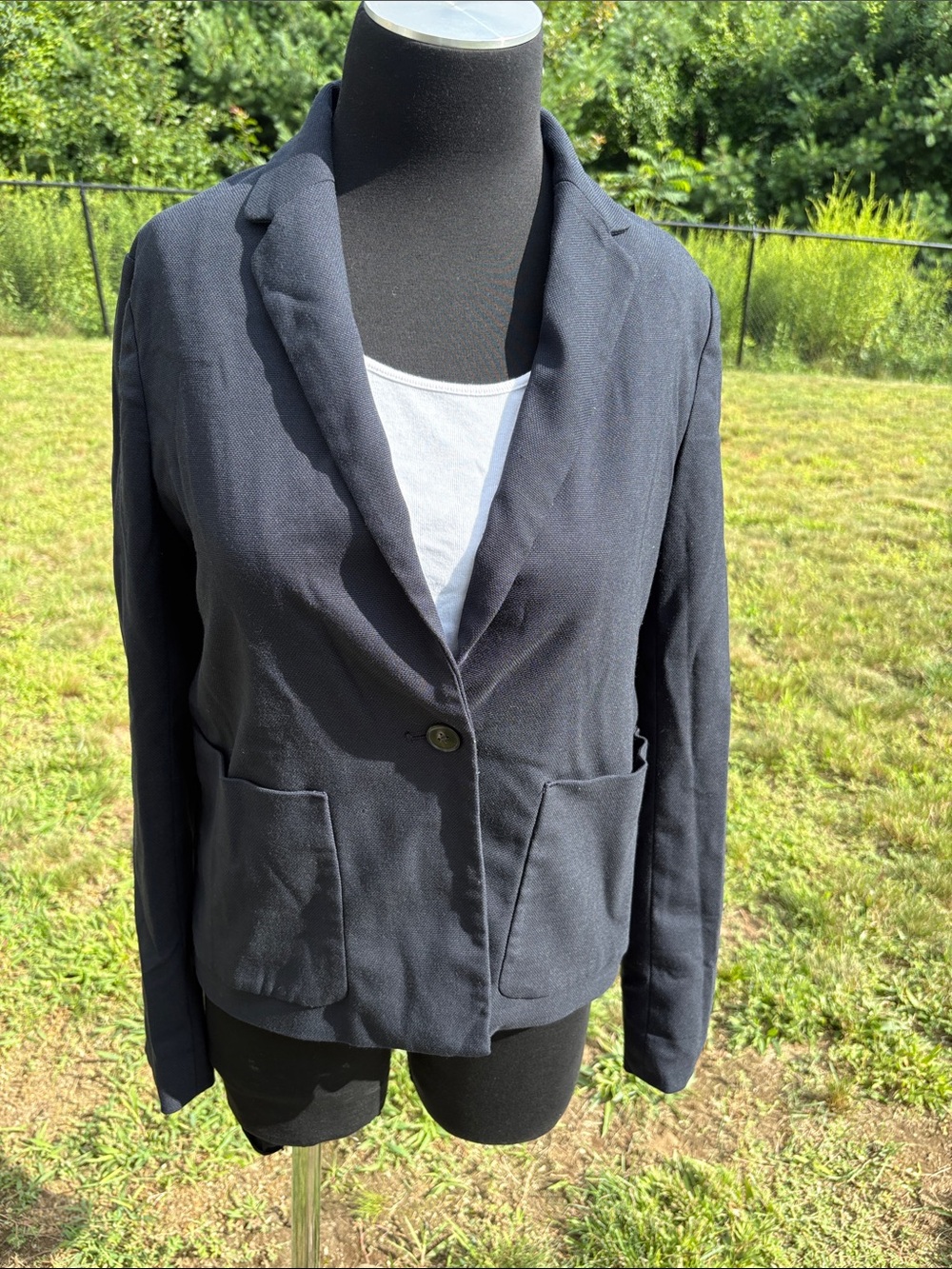 GAP Women's Navy Single-Button Notch Blazer